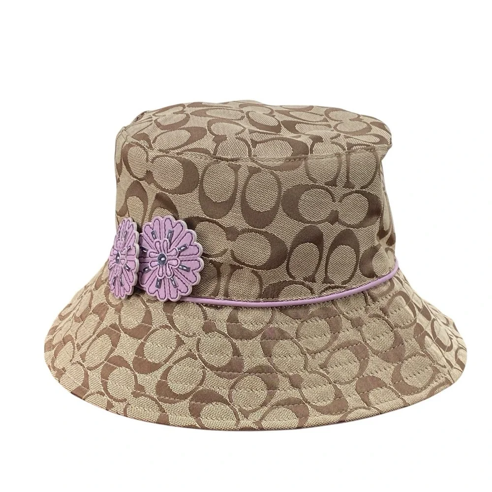 Coach Print Bucket Hat Lavender Flower Women's Size M/L Khaki/Multi F8D851 - Picture 4 of 8